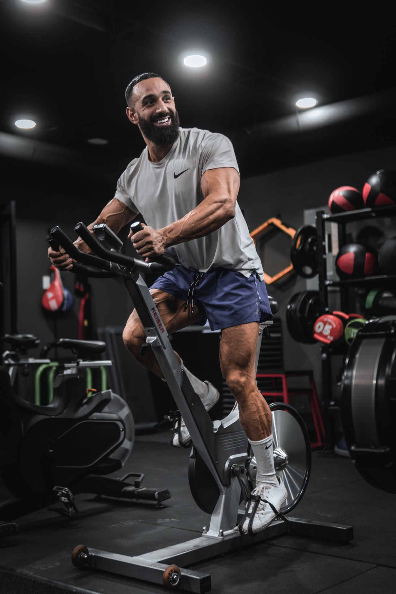 Athlete training with a kettlebell